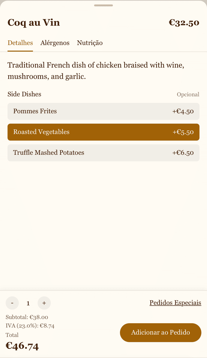 Client Menu Interface